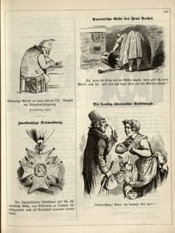 "Der Staatshämorrhoidarius"
"Zweckmäßige Verwendung"
"Patriotische Gabe der Frau Kathel"
"Die freudig überraschte Kindsmagd"
