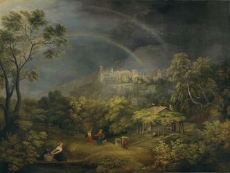 Das Heidelberger Schloss unter doppeltem Regenbogen